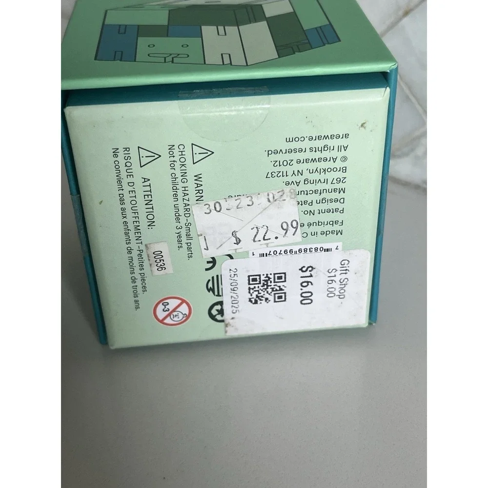 Areaware Small Cubebot Green Multi Color  Wood DWC22G